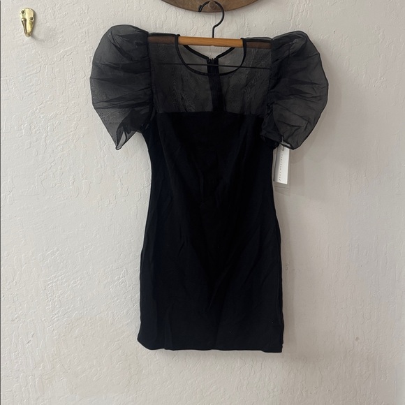 Endless Rose Black Organza Knit Stretch Mini Dress Small NWT - Picture 3 of 4